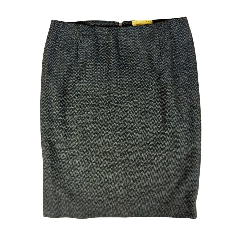 Vintage 90s Donna Karan Signature Wool Tweed Pencil Skirt Made in Italy Size 8